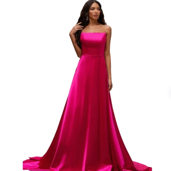 Alamour the Label Norita Gown. Pink Satin Prom Gala Gown. - Picture 1 of 2